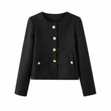 New Women's Clothing Texture Autumn Round Collar Short Jacket Jacket In Autumn Winter 2025