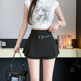 Small Half-Dress Girl Hottie Thin A-Word Short Skirt Summer New High-Waist College Style Pure Folding Skirt