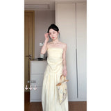 High-End Sense Asymmetric Folding Design Corset Female High-Waisted Ponbo Skirt Niche Fashionable Suit