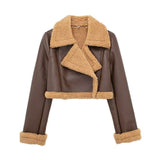 2025 New Autumn And Winter Double-Sided Locomotive Jacket Jacket Women's Short-Colored Zipper Top