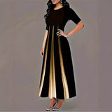 2025Wish New Summer Loose Casual Print Collar Plus-Size Dress Women's Dress