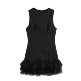 Women's Clothing 2025 Autumn And Winter New Street Fashion Temperament Mesh Stitching Dress