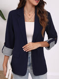 New Spring And Autumn Fashion Casual Splicing Collar Repair Cardigan Temperament Suit Jacket