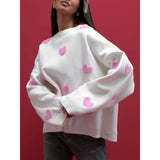 Love Embroidery Round Collar Autumn And Winter Sweater Women 2025 Loose Leisure Thick Coat Knitted Shirt