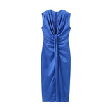 Sexy Deep V Collar Folded Open Fork Dress Female Summer New Temperament Thin Dress Dress Dress Dress
