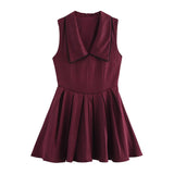 Wide Folds Lead Short Dress 2025 Summer Temperament Sleeveless Vest Style A-Word Repair Miniskirt