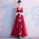 Bride Toast Dress Show 2025 New Medium And Long-Term Wedding Girl Can Usually Wear Back To The Door Plain Dress Evening Dress