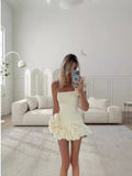 New Dress Tight Dress Irregular Lotus Ribs Waist Dress