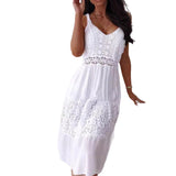 2025 New Sexy Lace Splicing Sling Beach Dress