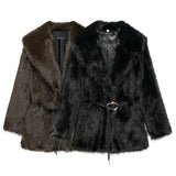 2025 Women's Winter New Artificial Fur Effect With Belt In The Long Fur Coat