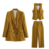 2025 New Women's Casual Suit Vest Fashion Suit Buckle Straight Trousers Double Buckle