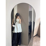 Summer Temperament Lazy Sleeveless Tidly Sleeveless Dress Women's Summer Loose Broad Legs Trousers Casual Set