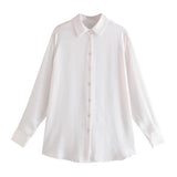 2025 New Women's Autumn Printing Multi-Color Silk Sipping Long-Sleeved Collar Loose Shirt Top