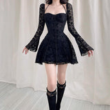 2025 Winter New Women's Dress French Temperament Fashion Side To Receive Waist Thin Horns Sleeve Dress Woman