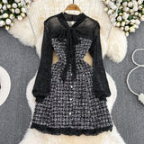 Elegant Lady Little Fragrant Temperament Fluttering Lead To The Acceptance Of Waist Thin A Word Lotus Leaf Side Coarse Dress Autumn