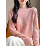 Colored Leopard-Print Round-Neck Casual Sweater Autumn And Winter New Women's Knitted Shirt Women's Long-Sleeved Bottom Shirt