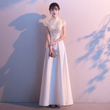 Evening Dress Dress Dress 2025 Winter Adult Performance Suit Chinese Long Cheongsam Choir Host Banquet Evening Dress