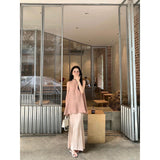 2025 Summer Cool Temperament Wearing Loose Back Open Fork Top Female Feeling Slim Half Skirt Two Sets
