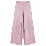 High-Grade Acetic Acid Solid Silk Silk Slipping Fascination Leisure Broad Leg Trousers 2025 Summer New High-Waisted Trousers