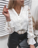 Station 2025Wish Exploding Shirt New Solid Color Lace V T-Shirt Women's Shirt