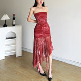 Spring 2025 New Women's New Chinese Style Irregular Sling Boobs Open Year-War Robe Dress