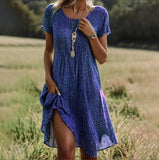 Summer Hot Selling Literary And Art National Wind Round Collar Long Dress