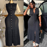 2025 Summer Famous Lady Thousand Gold Style Slim Thin Short Sleeve Knitted Dress Fishtail Dress Femininity Fashion