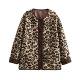 2025 Women's Fashion New Leopard Print Loose Jacket Lamb Wool Jacket