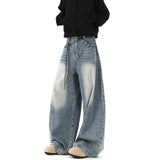 Gradient Retro Broad-Legged Jeans Design Feel Small Cat Bends Trousers Hanging Trousers Trousers