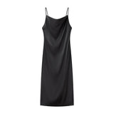 Women's Clothing 2025 Spring New Fashion Texture Texture Swing Tie Slings Fansuit Dress
