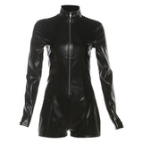 Autumn 2025 New Women's Hottie Fashion Locomotive Wind Zipper Collar Tight-Brace-Suited Women