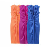 Sexy Deep V Collar Folded Open Fork Dress Female Summer New Temperament Thin Dress Dress Dress Dress