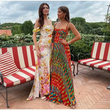 Women's Clothing 2025 Hot New Holiday Fashion Fashion Print Slingsed Flute Dress