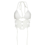 2025 Spring Summer New Women's Solid Color Repair Fashion Strap Hanging Neck Sexy Bare Vest