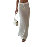 2025 Summer New Sexy Hollow Perspective Knitted Beach Holiday Solid Dress Wearing Women