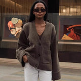 Spring/Summer 2025 Leisurely Pure Color V-Neck Knitted Coat