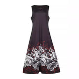 Wish Sleeveless Dress Female Positioning Print Dress Bohemian Retro Long Dress