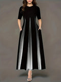 2025Wish New Summer Loose Casual Print Collar Plus-Size Dress Women's Dress