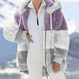 Exploding 2025 Autumn And Winter Warm Plush Bulbla Chain Pocket Hooded Loose Coat Woman