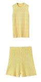 Women's Clothing 2025 Spring New Fashion Casual Multi-Color Knitted Vest + Shorts Set