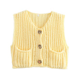 2025 Autumn Street Shirt Fashion Cute Crochet Wool Vest Knitted Thick Knitted Vest Women's Clothing