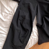 Vintage Black Quick Dry Broad Leg Trousers Women Spring And Autumn High Waist Hanging Feeling Straight Loose Trousers Tide