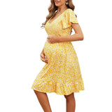 2025 New Women's Summer Pregnant Women V-Neck Dress Loose Comfortable And Casual