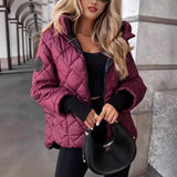 Autumn And Winter New Fashion Trend Lattice Loose Hooded Cotton Jacket