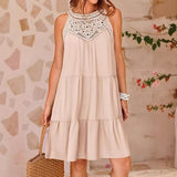 2025 Summer Sleeveless Dresses Casual Sleeveless A-Line Hierarchal Swing Vest Skirt Beach Vacation Mini