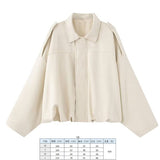 2025 Spring Pilot Jacket Bat Sleeve Zipper Loose Tuffen Jacket Women's Casual Jacket