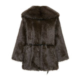 2025 Women's Winter New Artificial Fur Effect With Belt In The Long Fur Coat