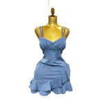 2025 Summer Elastic Waist Sexy Cowboy Sling Dress Lotus Side Ass Short Skirt Girl