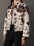 Women's Clothing 2025 Autumn New Fashion Personality Irregular Pattern Short Denim Jacket