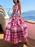 Spring 2025 New Women's Bohemian Elegant Long-Singed Print Sling Dress